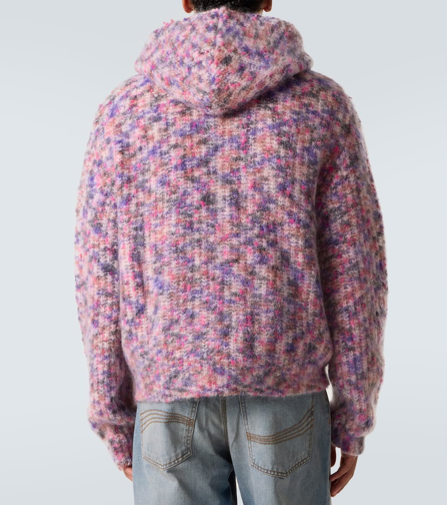 Hooded wool, mohair, and cotton-blend cardigan