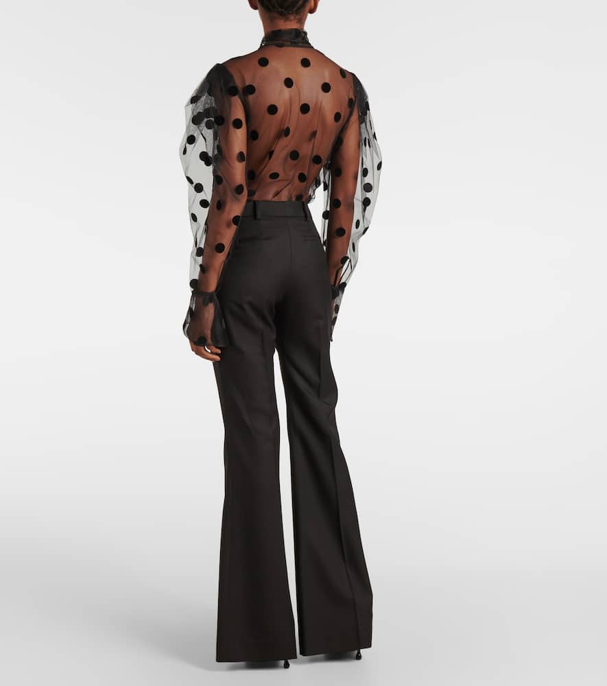 Wool gabardine flared pants