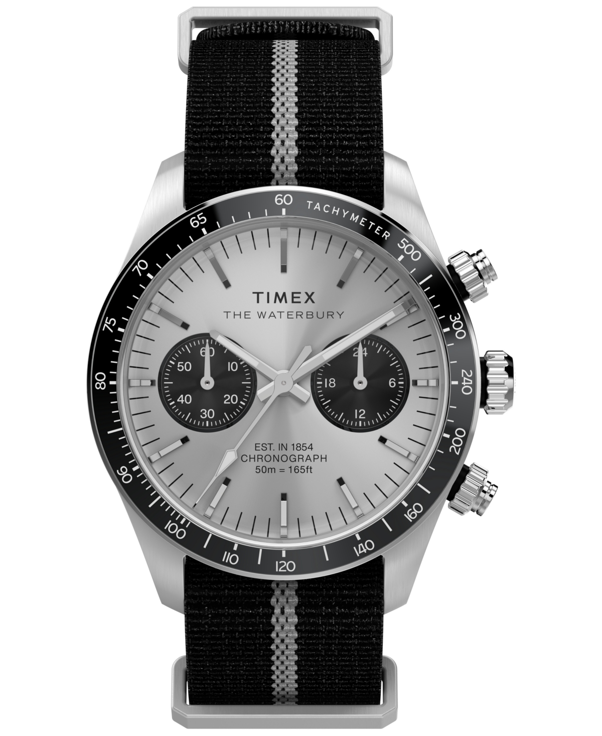 Men's Chronograph Black Fabric Watch, 39mm - Black