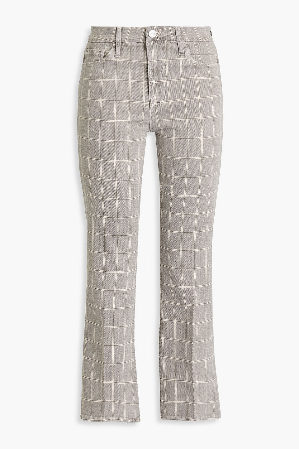 Checked cotton-blend twill bootcut pants