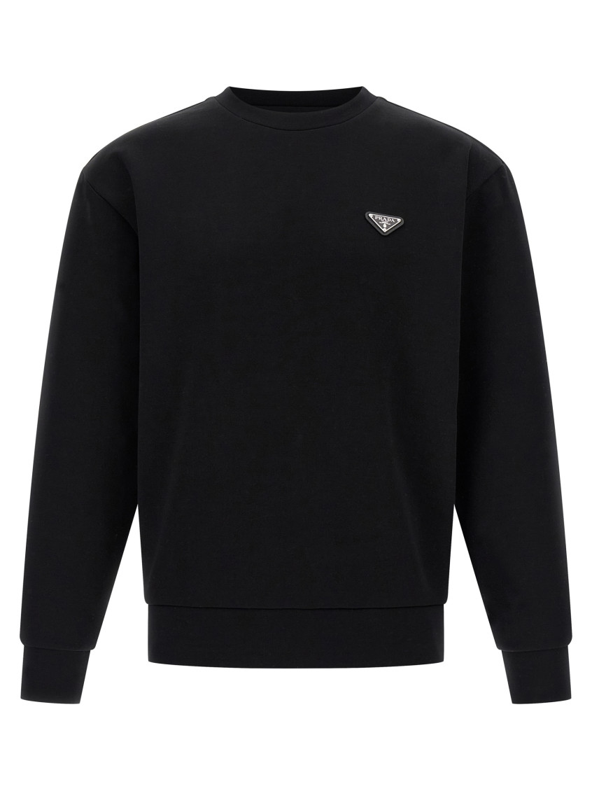 Black Cotton Sweatshirt Nero Exterior: Nylon Felpe - Men