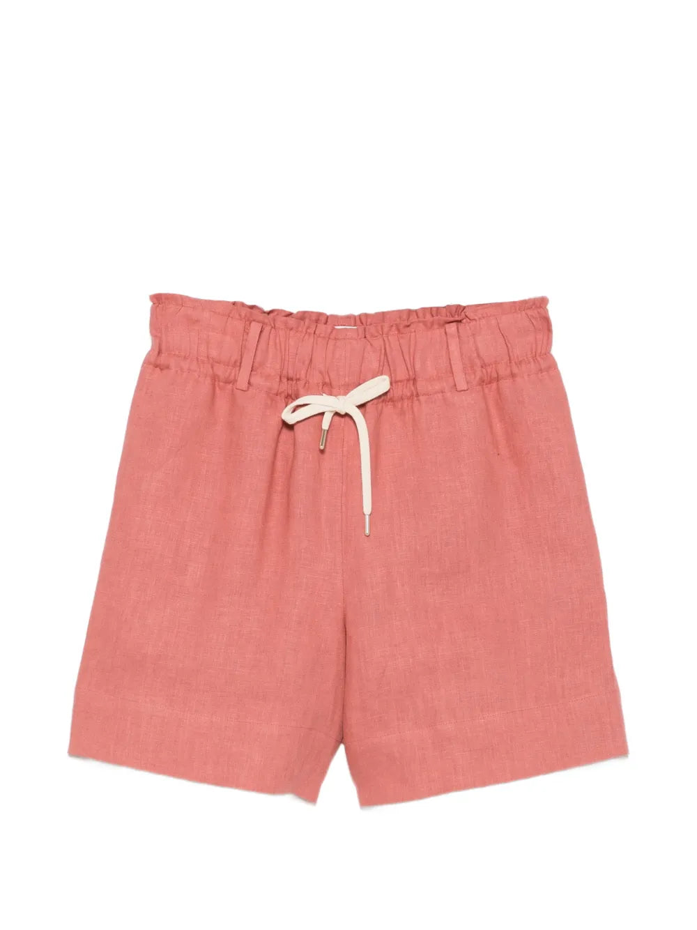 Elasticated-Waist Linen Shorts — raspberry pink