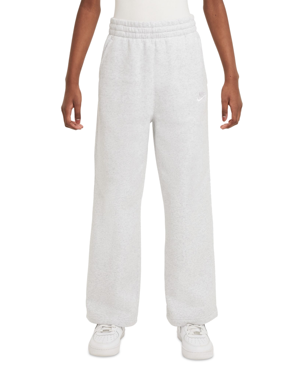 Big Girls Sportswear Club Fleece Wide-Leg Sweatpants - Dk Grey Heather/base Grey/white