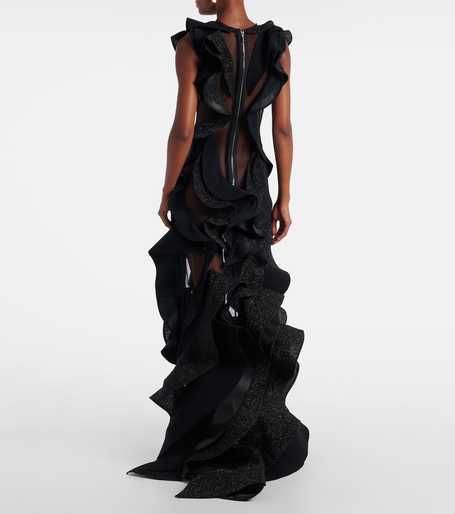 Ellipsoid Wave ruffled gown