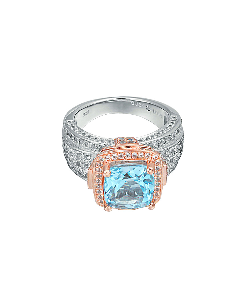 Silver 6.46 ct. tw. Blue Topaz & White Topaz Ring