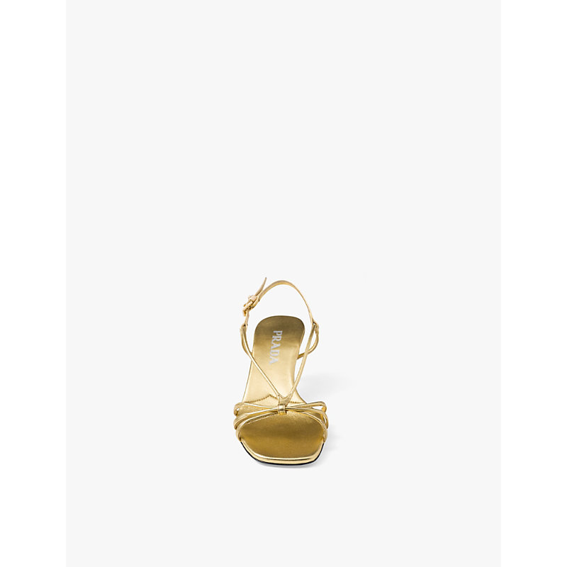 Womens Gold/silver Mordoré Metallic-leather Heeled Sandals