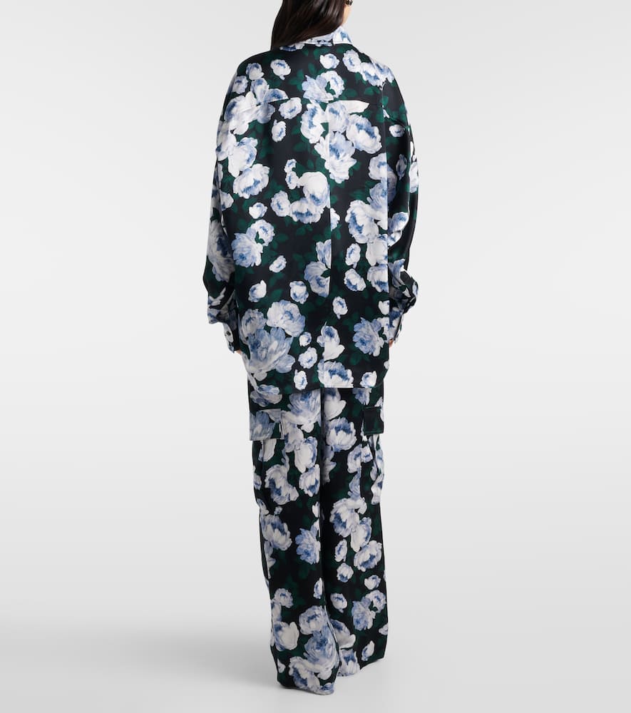Printed satin pajama pants