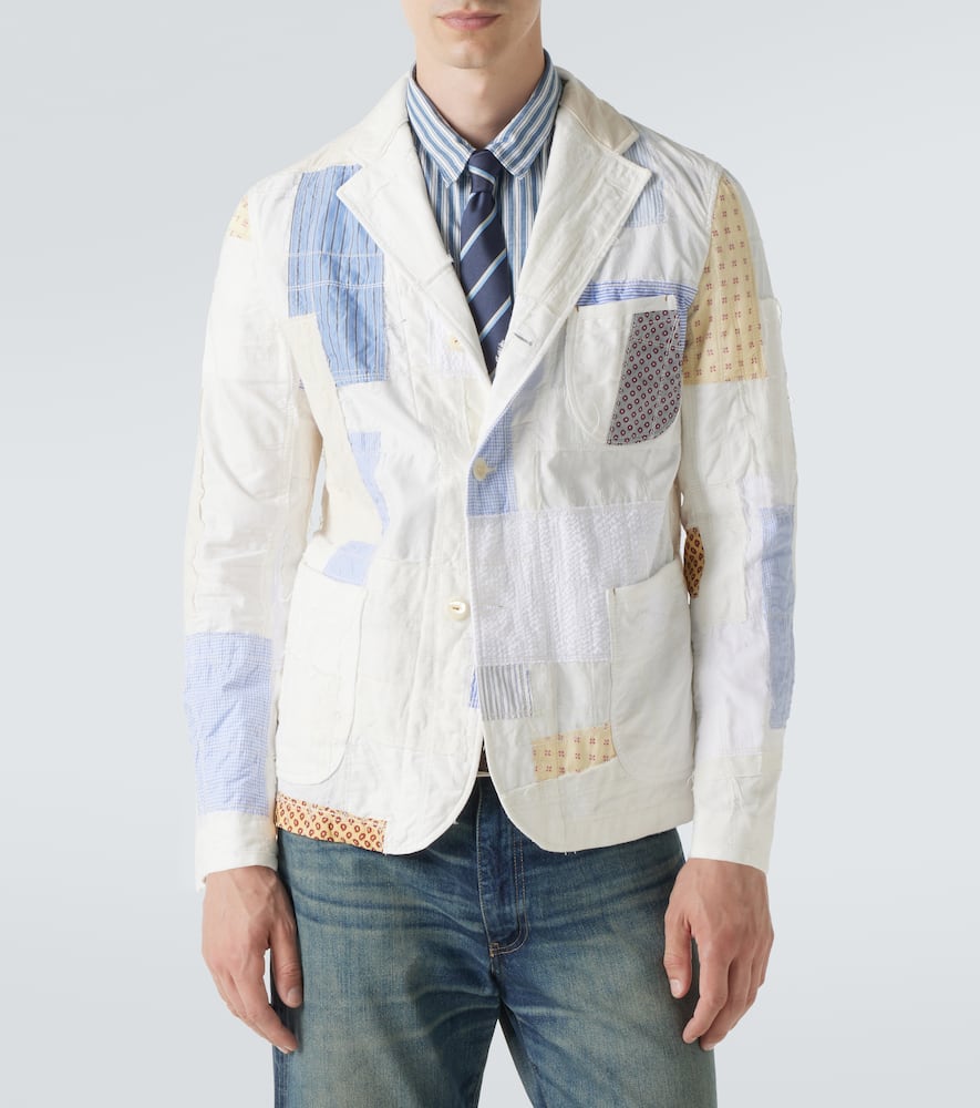 Patchwork cotton and linen-blend blazer