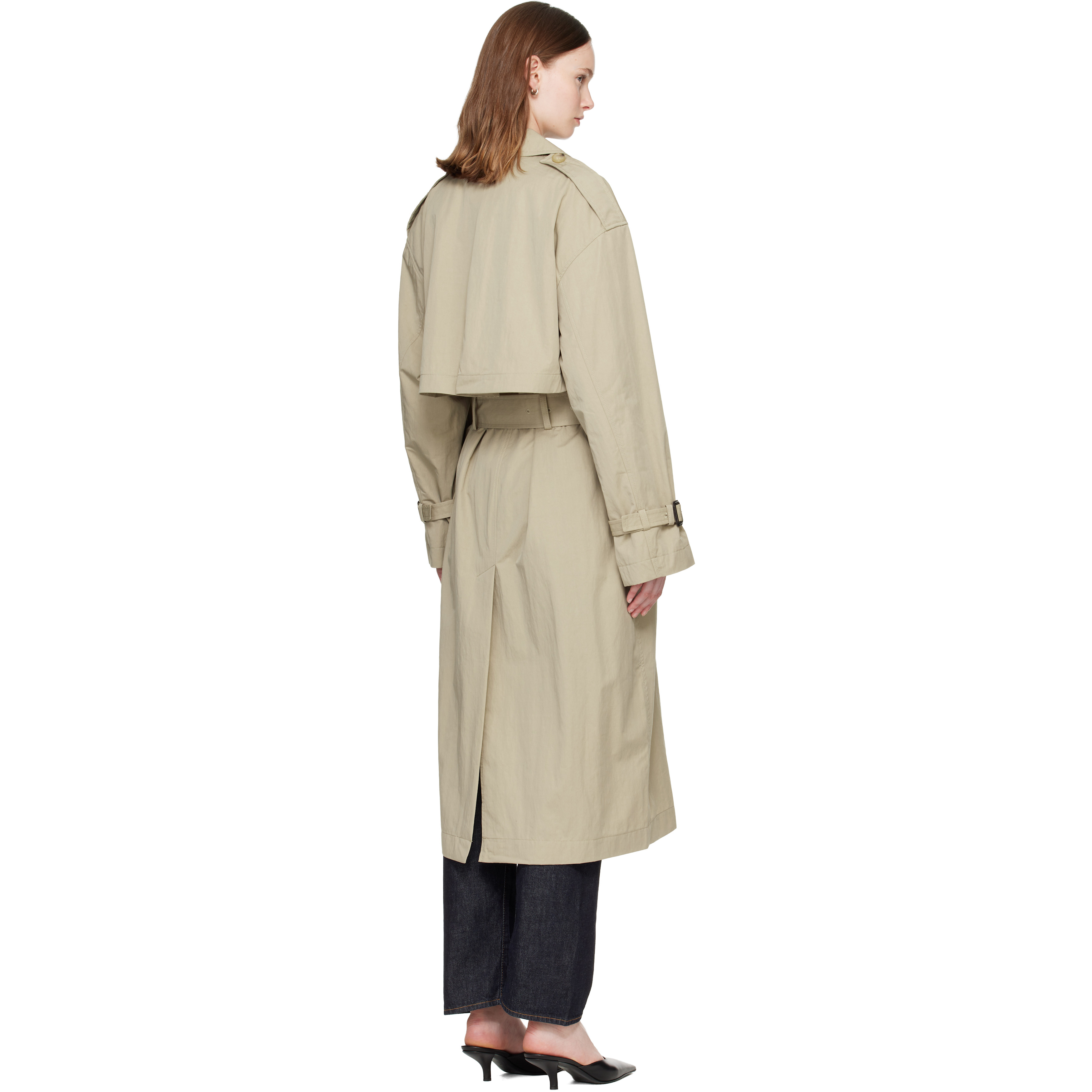 Beige Crisp Summer Trench Coat