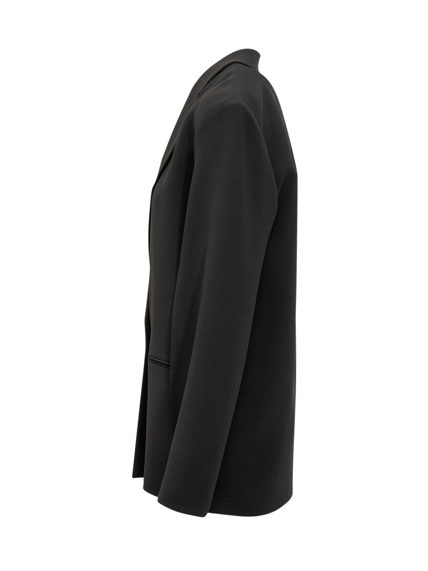 Black Solid Notched Lapel Blazer