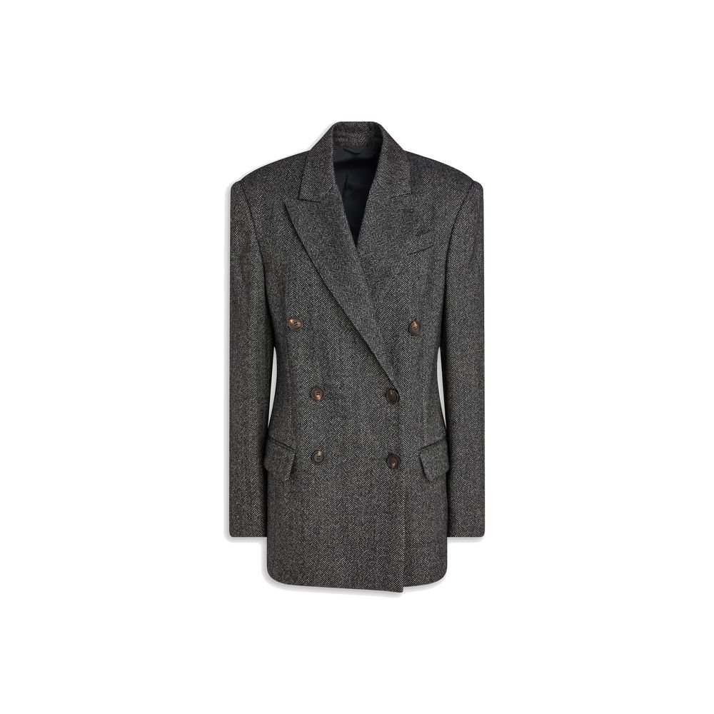 Virgin Wool Double-Breasted Blazer — Black