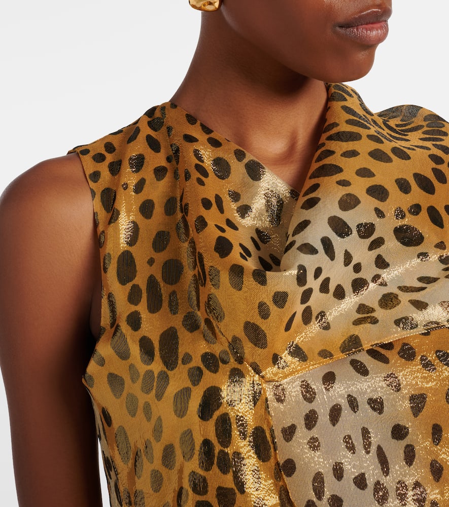 Silk-blend lamé top