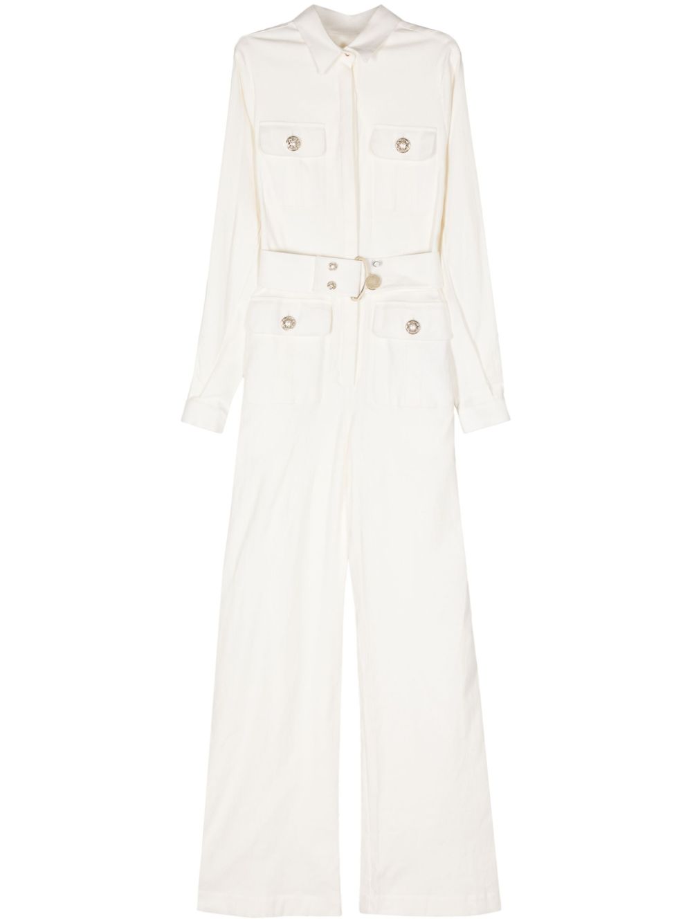 Gabardine Wide-leg Jumpsuit - White