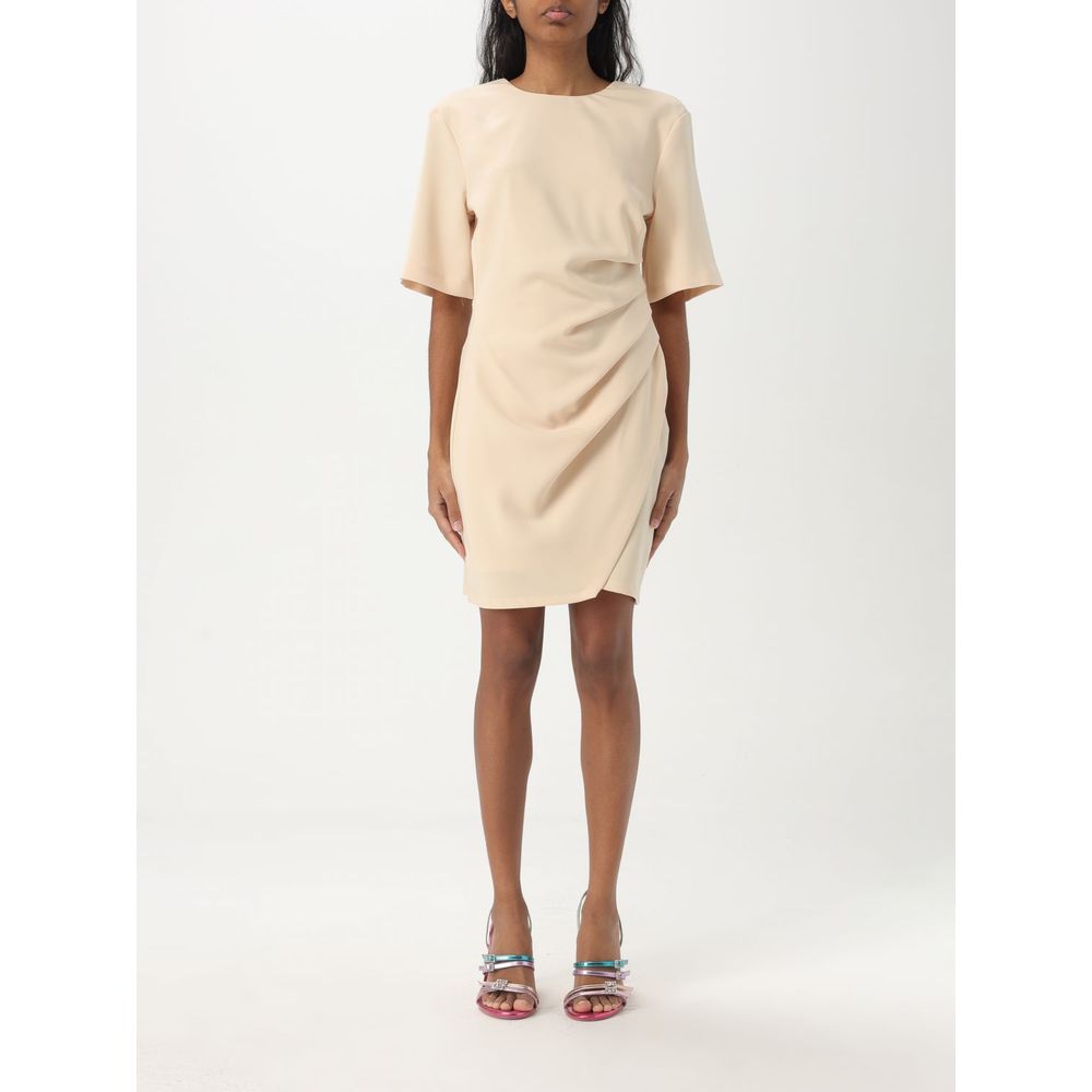 Ruched Crepe Dress — Beige