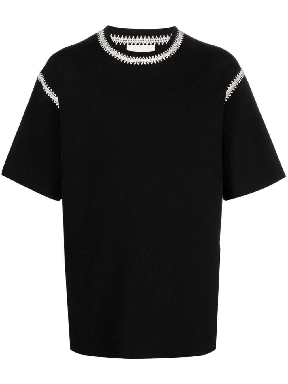 Crochet-trim crew-neck T-shirt - Black