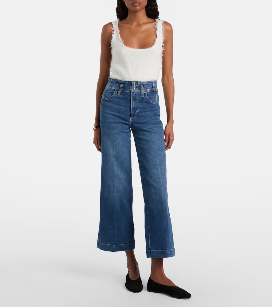 Seamed cropped wide-leg jeans