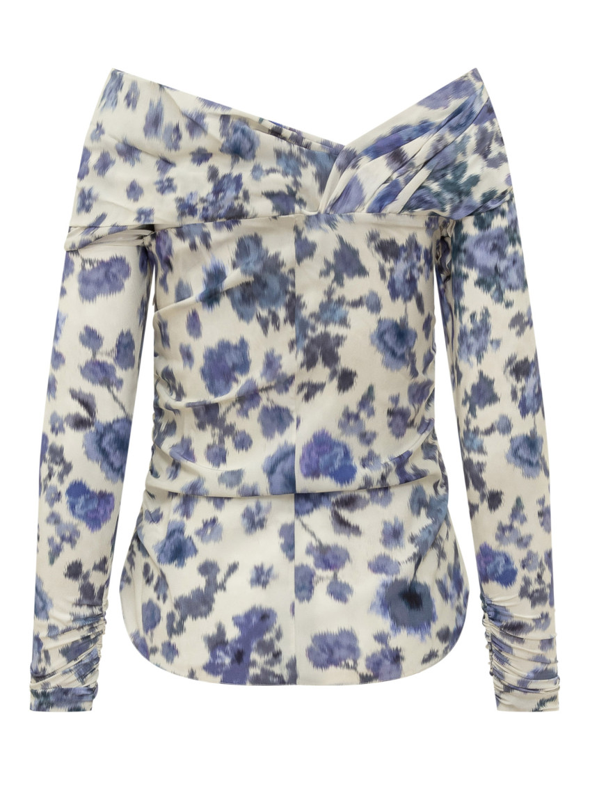 Blue Floral Off Shoulder Top
