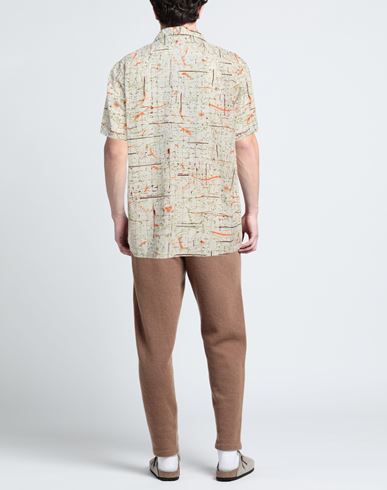 Man Shirt White Size L Rayon, Cotton