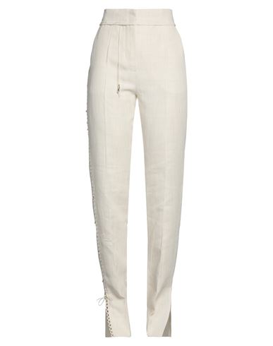 Woman Pants Beige Size 10 Linen, Viscose, Polyester