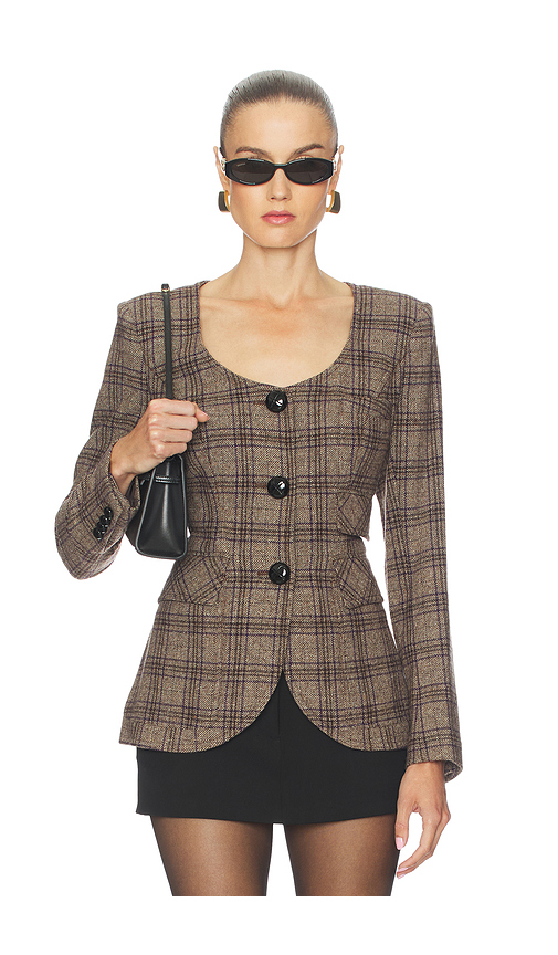 Smythe Portrait Neck Blazer in Brown. 12. Also