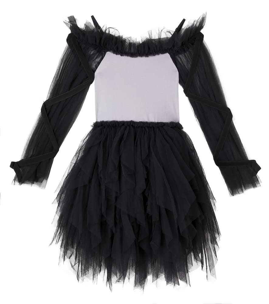 Witching Hour velvet-trimmed tulle dress