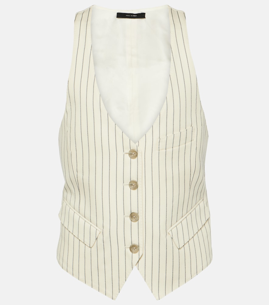 Pinstripe wool and silk-blend vest