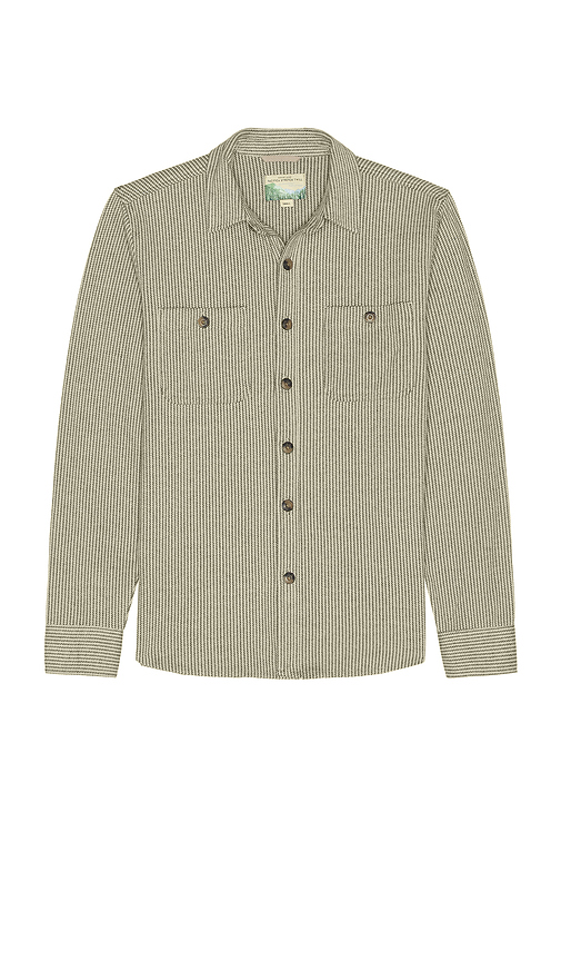 Marine Layer Pacifica Stretch Twill Shirt in Grey Railroad Stripe. S also in L, M, XL/1X