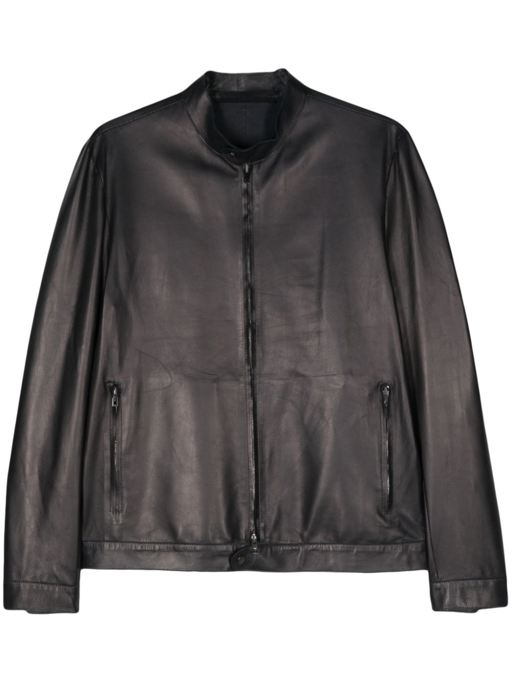 Zip-up leather jacket - Blue