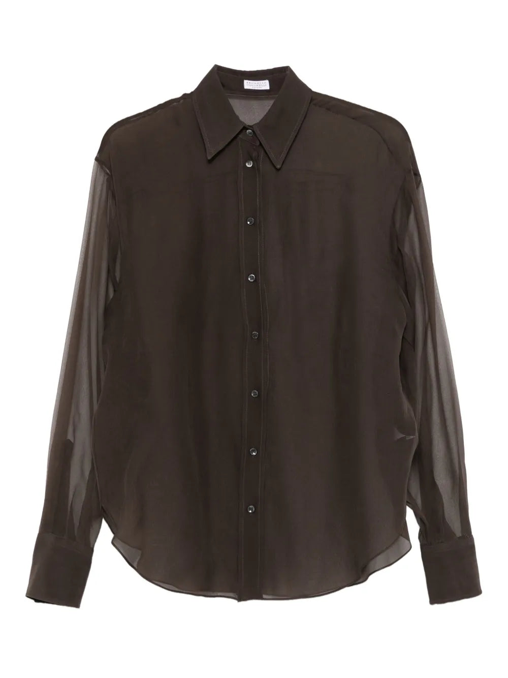 Silk Button-Up Shirt — Brown