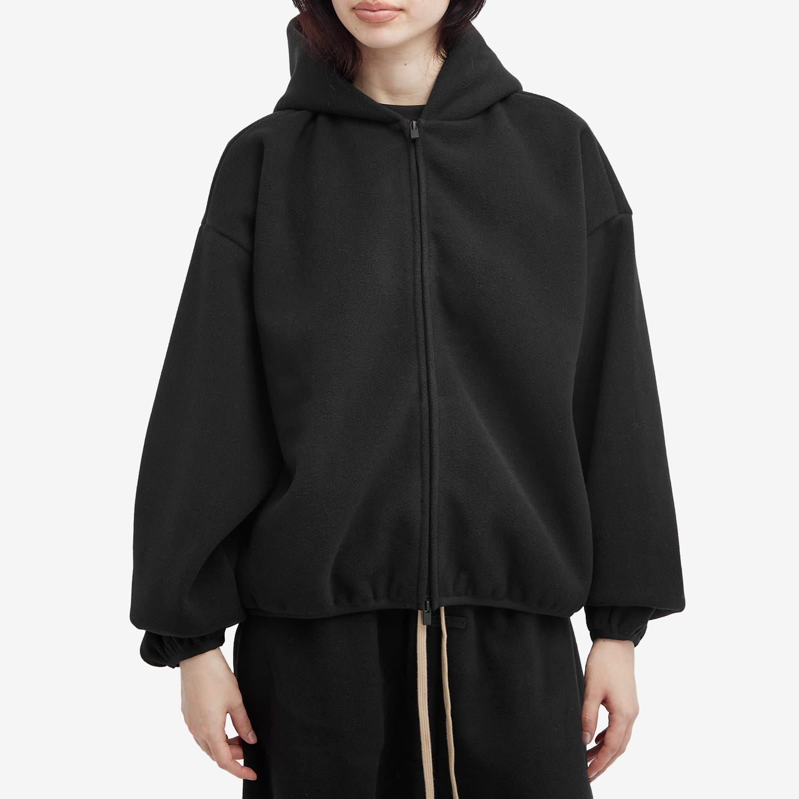 Women's Brushed Hooded Bomber Jacket in Black