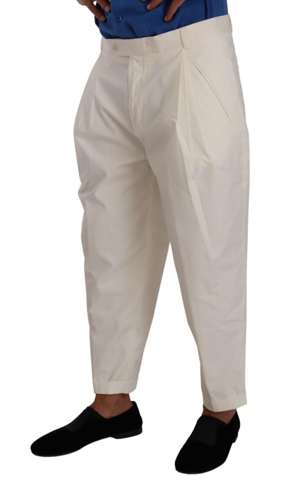 Cotton-Stretch Dress Trousers — White
