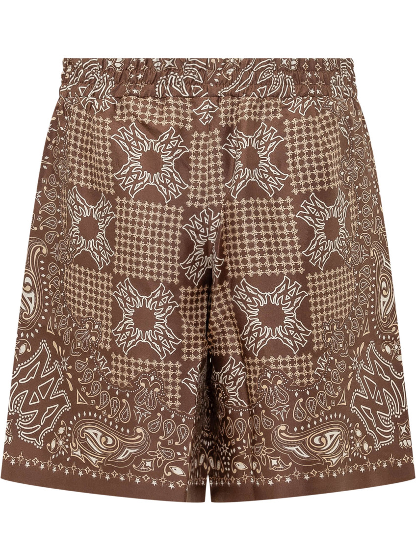 Brown Paisley Print Shorts