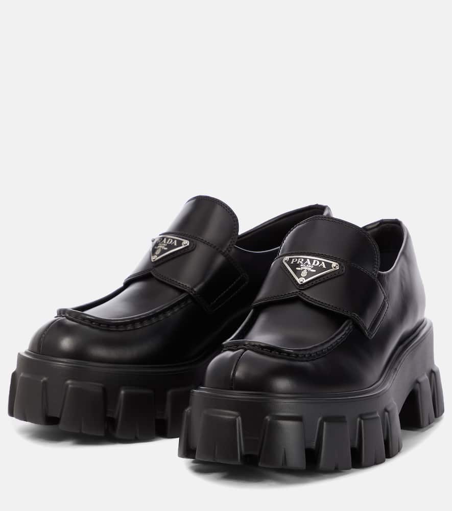Prada Monolith brushed leather loafers