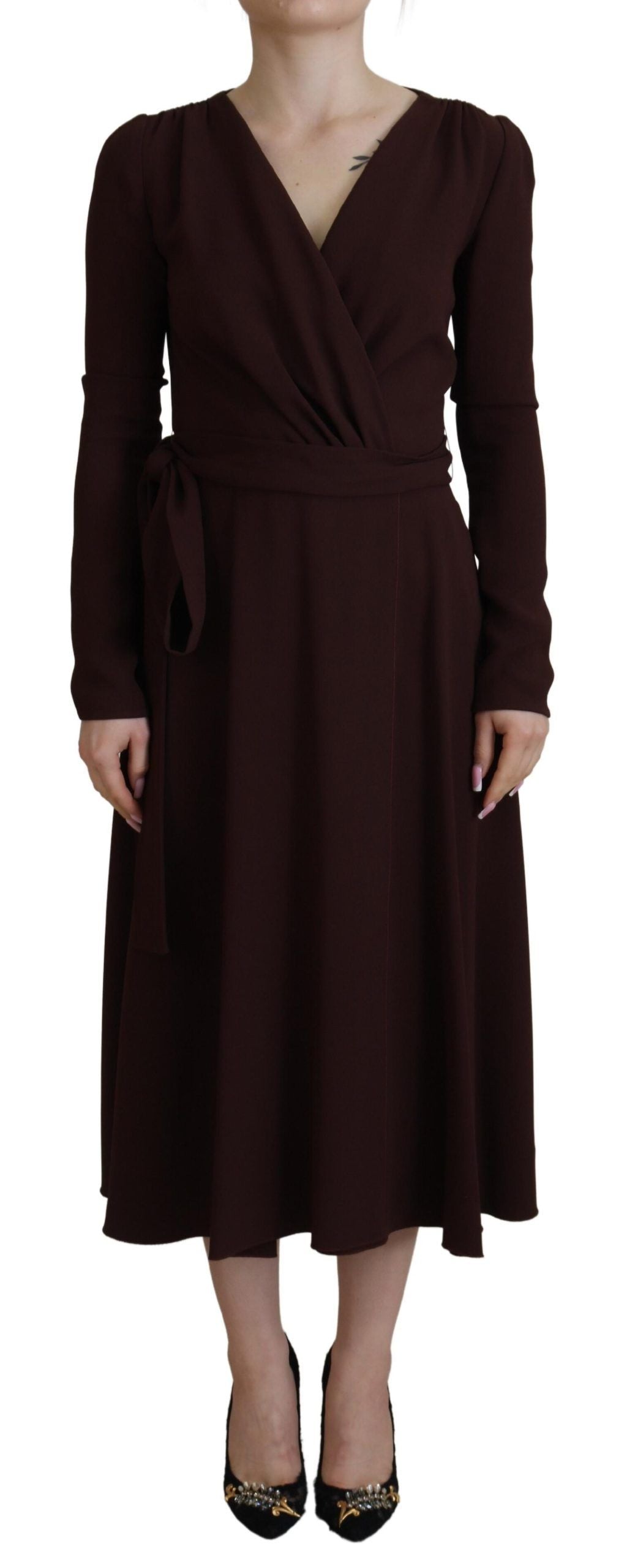 Wrap Viscose Dress — Brown