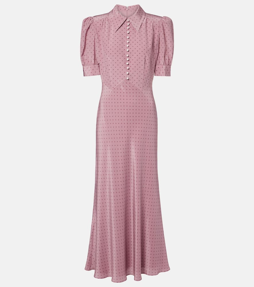 Polka-dot silk midi dress
