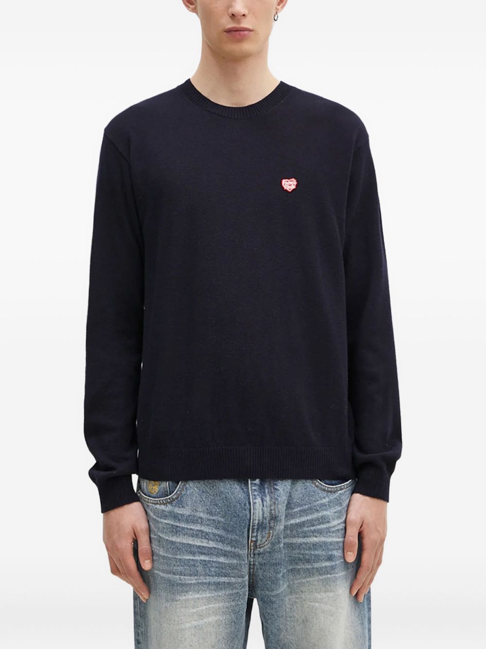 Heart-logo wool sweater - Blue