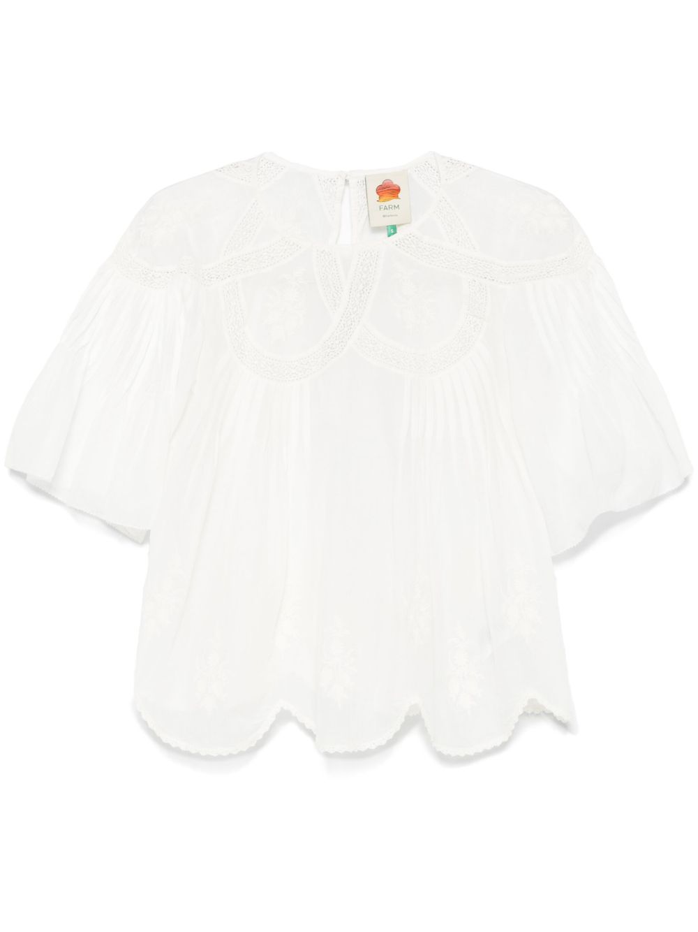 Embroidered short-sleeve blouse - White