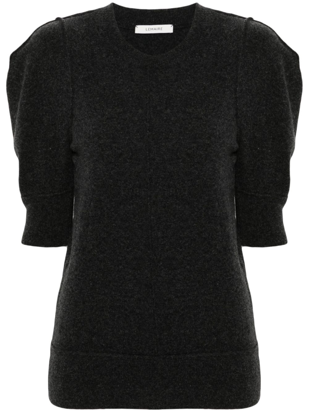 Short-sleeve knitted top - Grey