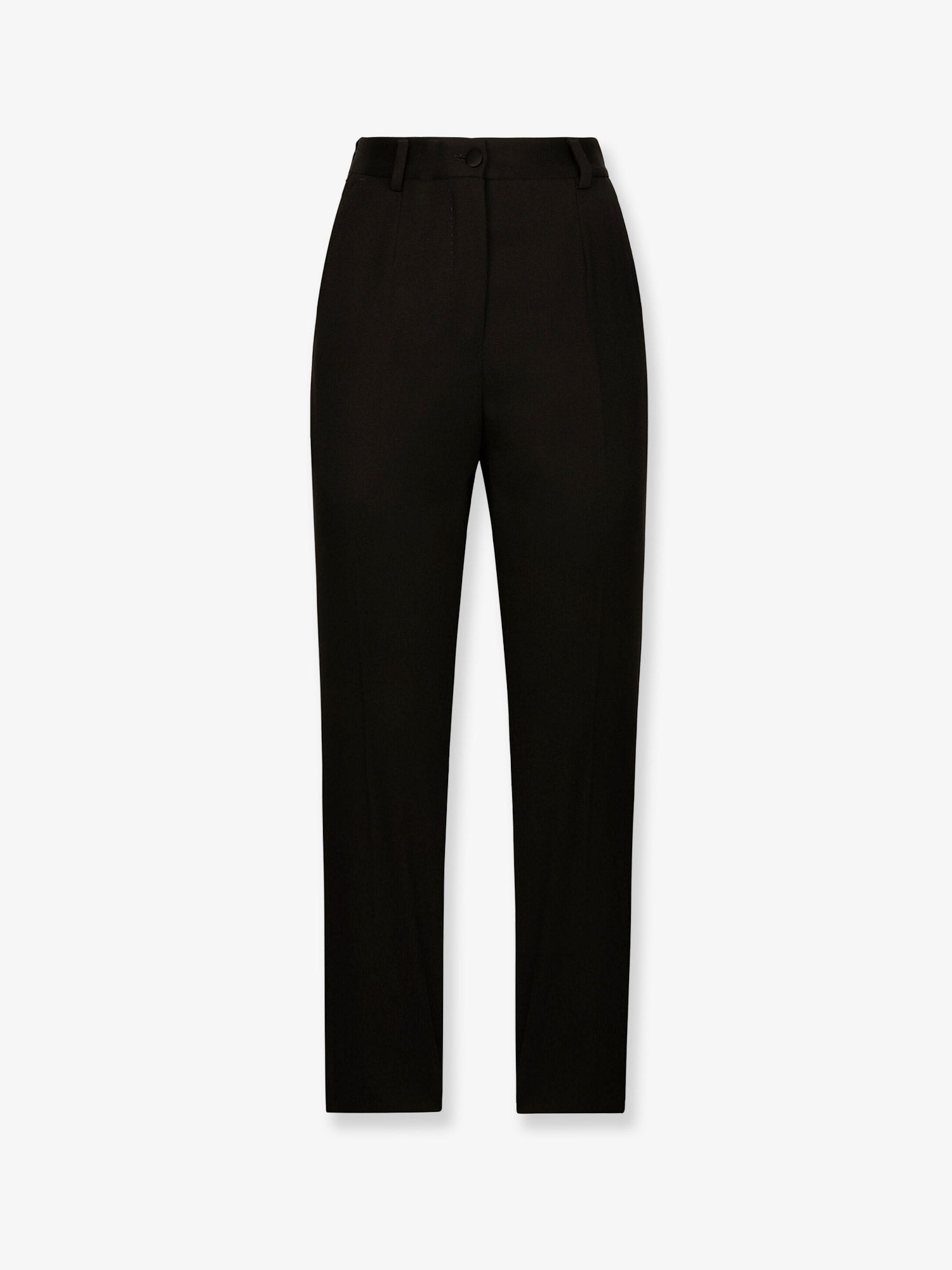 Virgin Wool Tuxedo Trousers — Black