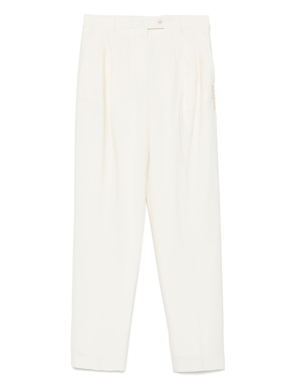 Logo-embroidered trousers - Neutrals