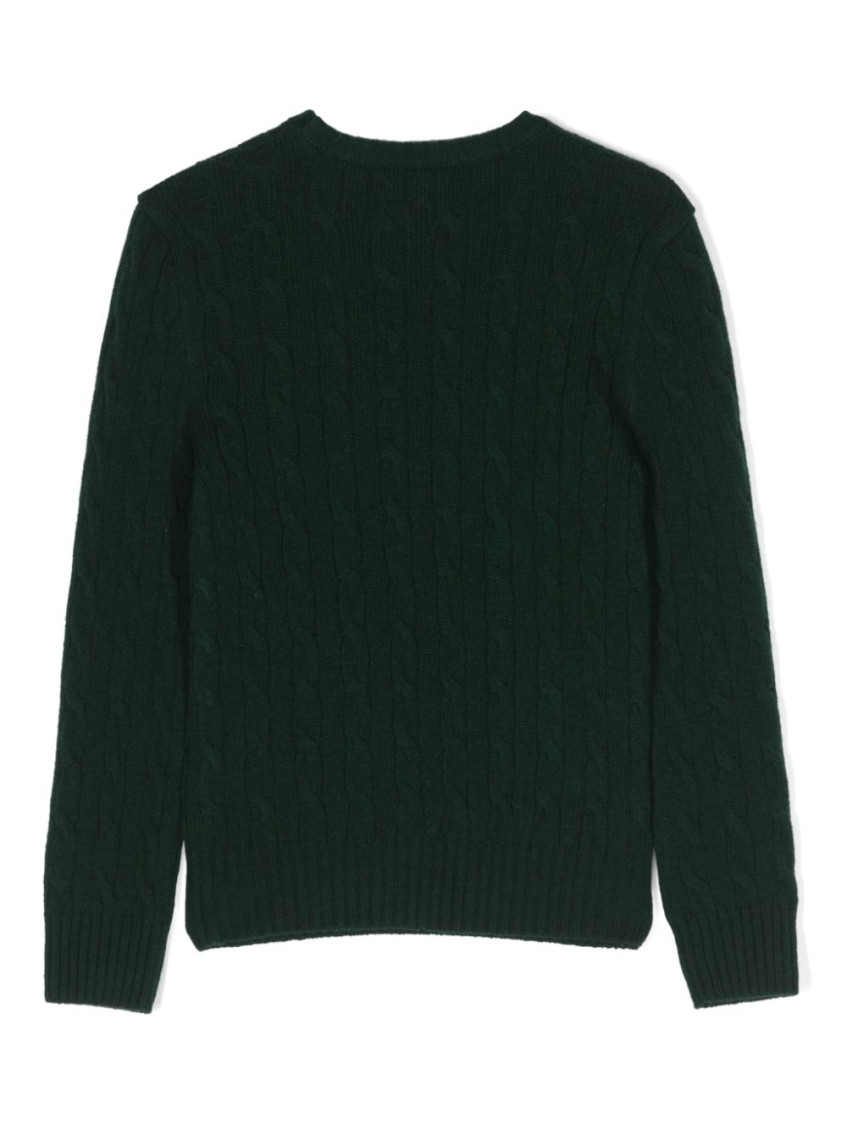 Boys Dark Green Polo Pony Knitted Sweaters