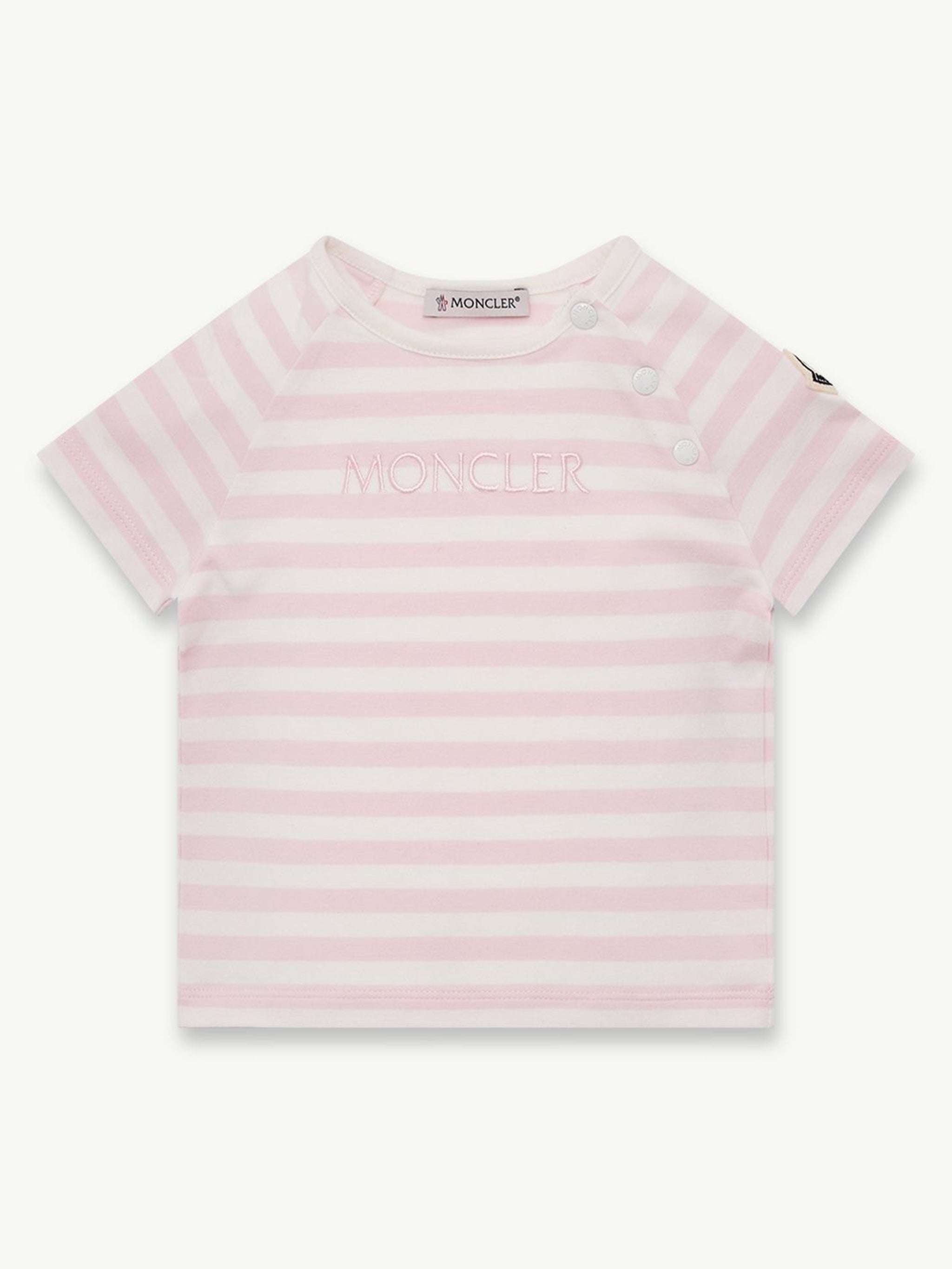 Kids' Mini Striped Embroidered Neck T-Shirt with Snap Buttons
