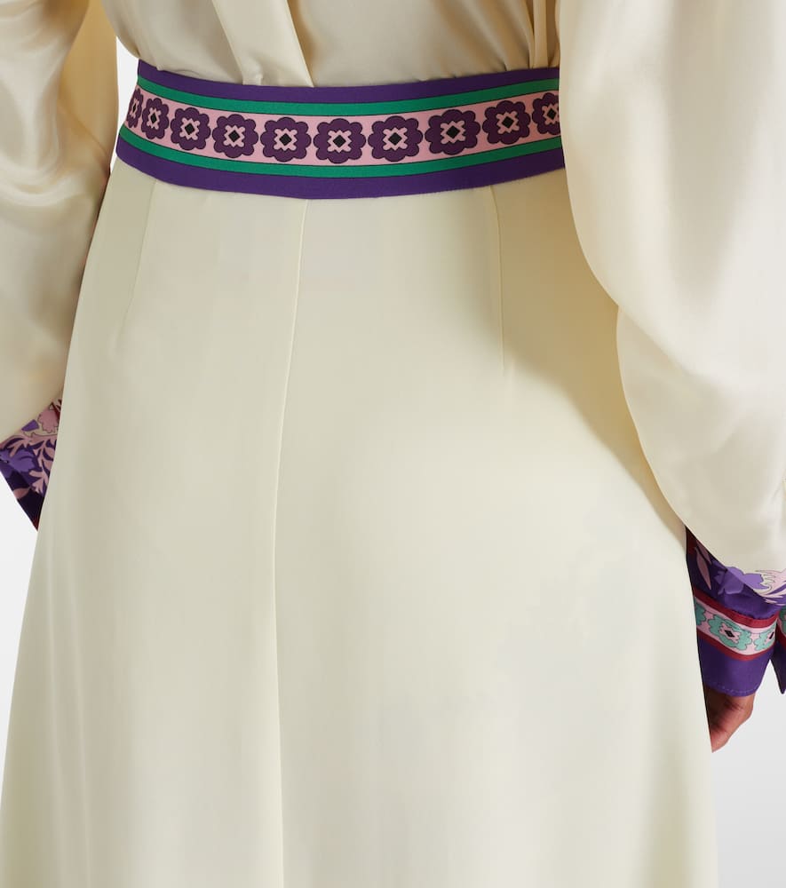 Santa Monica printed satin midi skirt