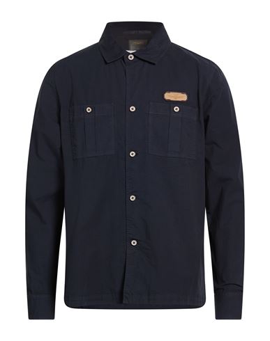 Man Shirt Midnight blue Size 42 Cotton, Elastane