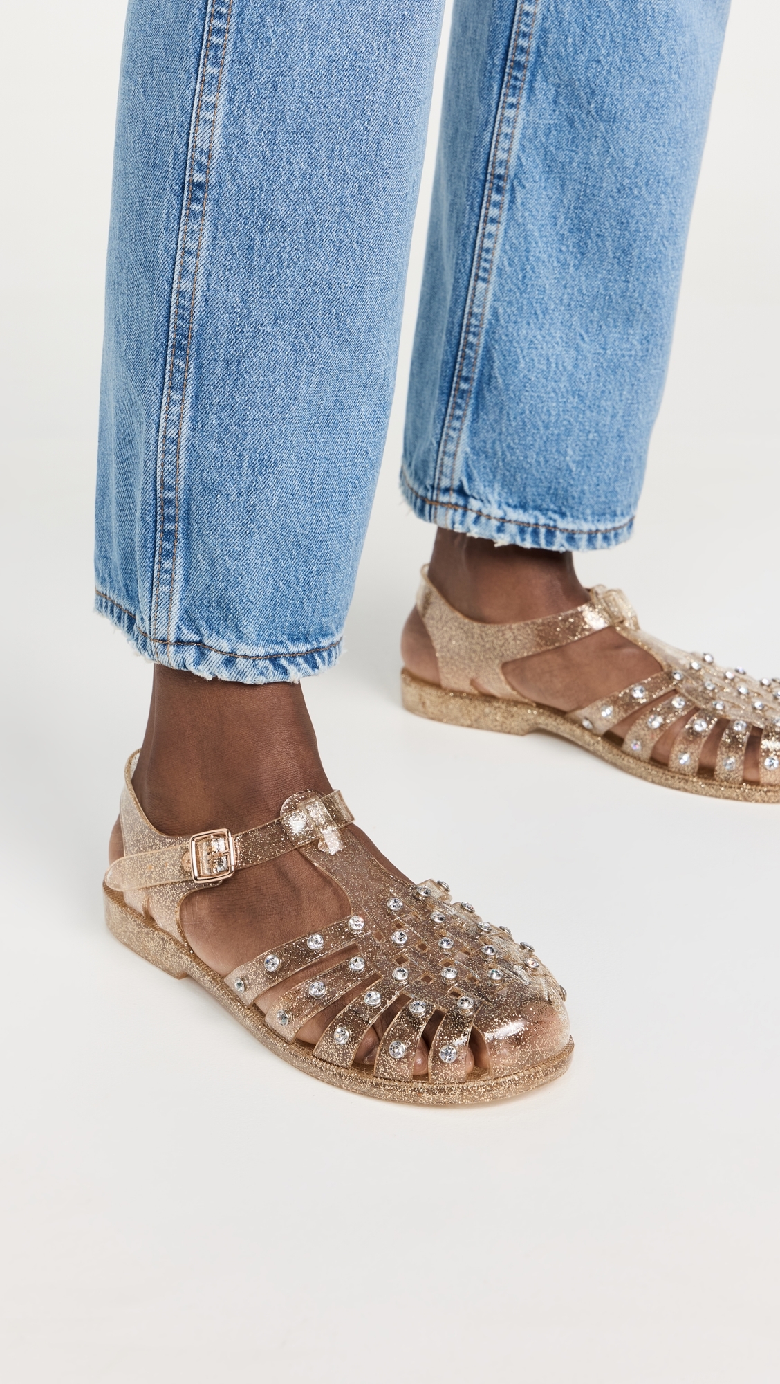 Rhys Jelly Sandals with Studs Champagne