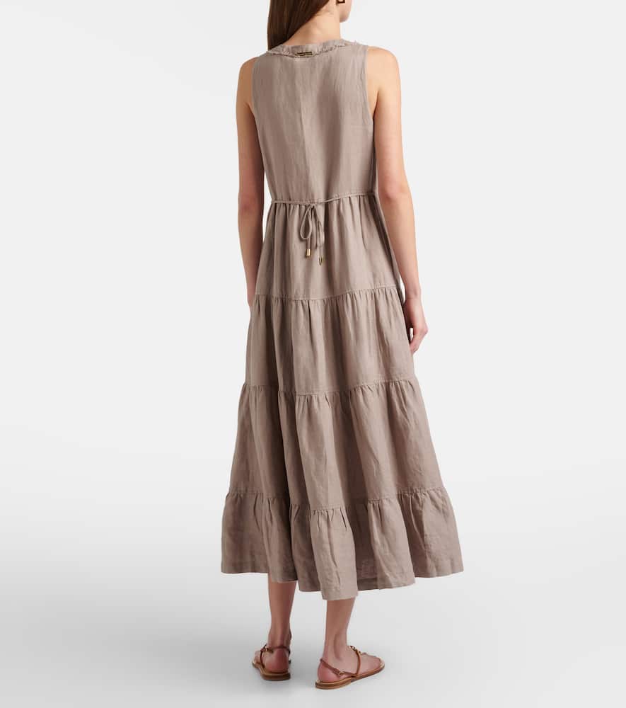 Zakynthos tiered linen midi dress