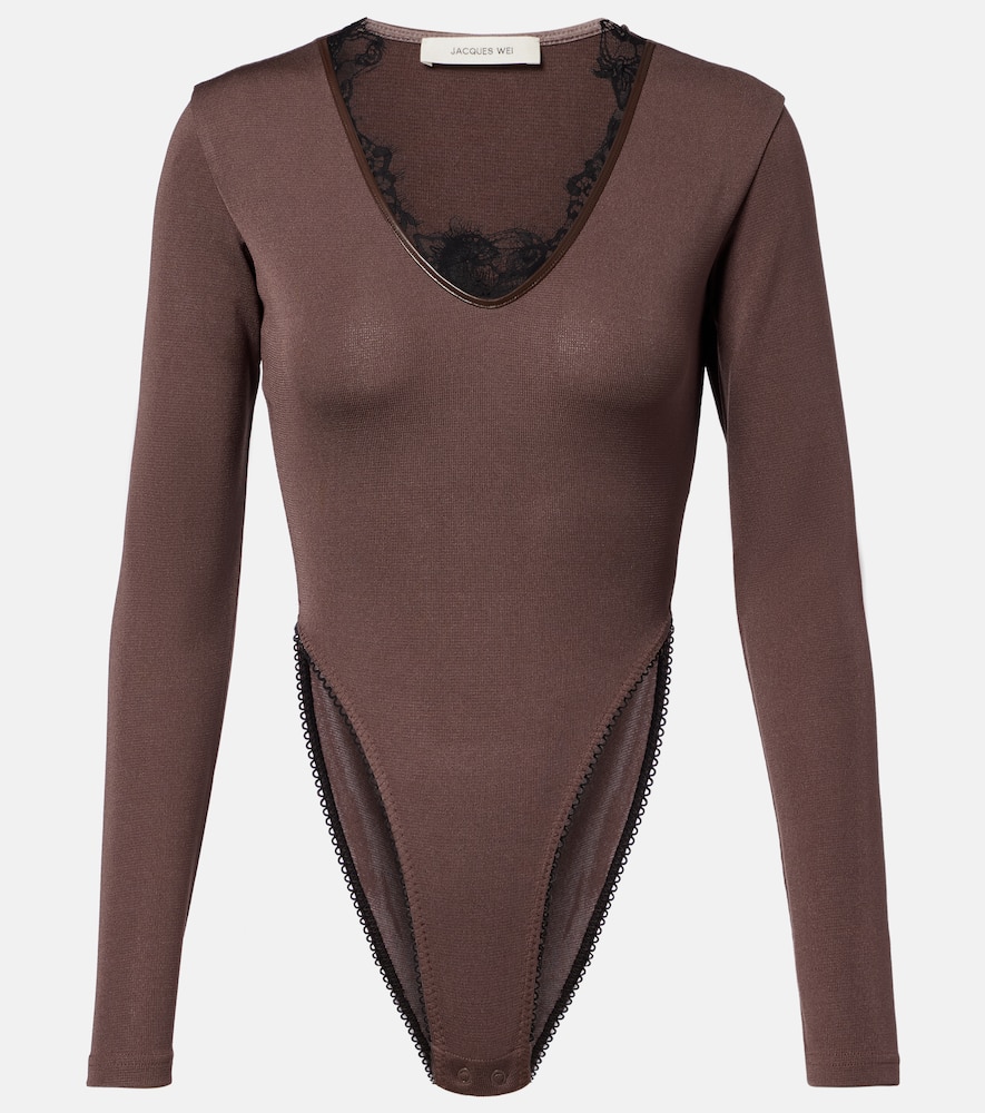 Lace-trimmed bodysuit