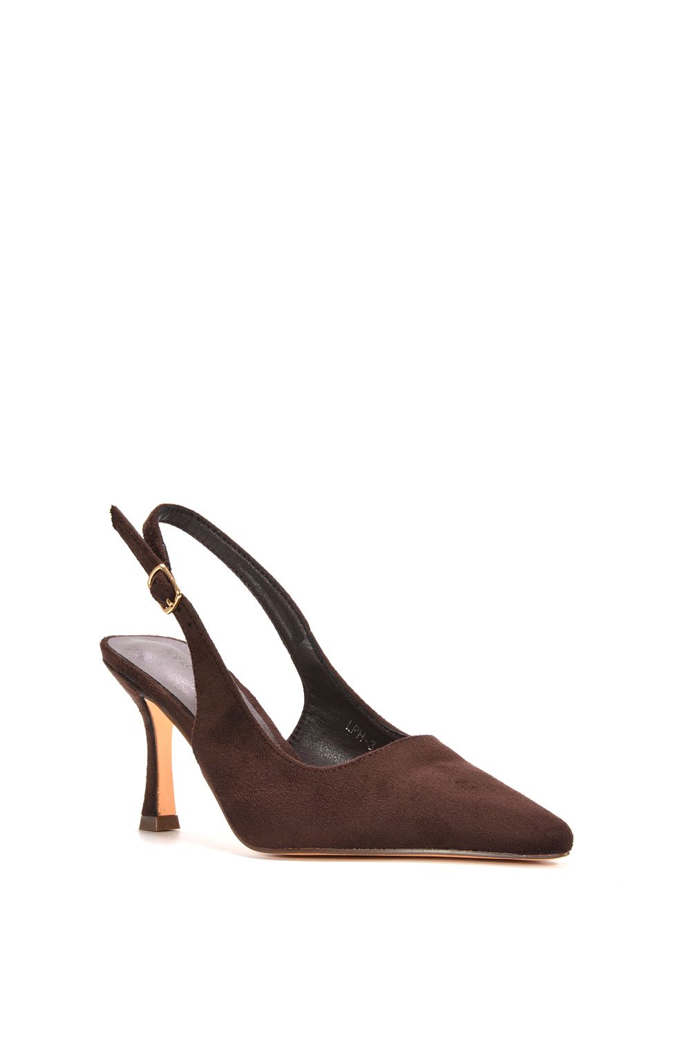 XY London Women's 'Valerie' Stiletto High Heel Closed Toe Slingback Court Shoes in Brown