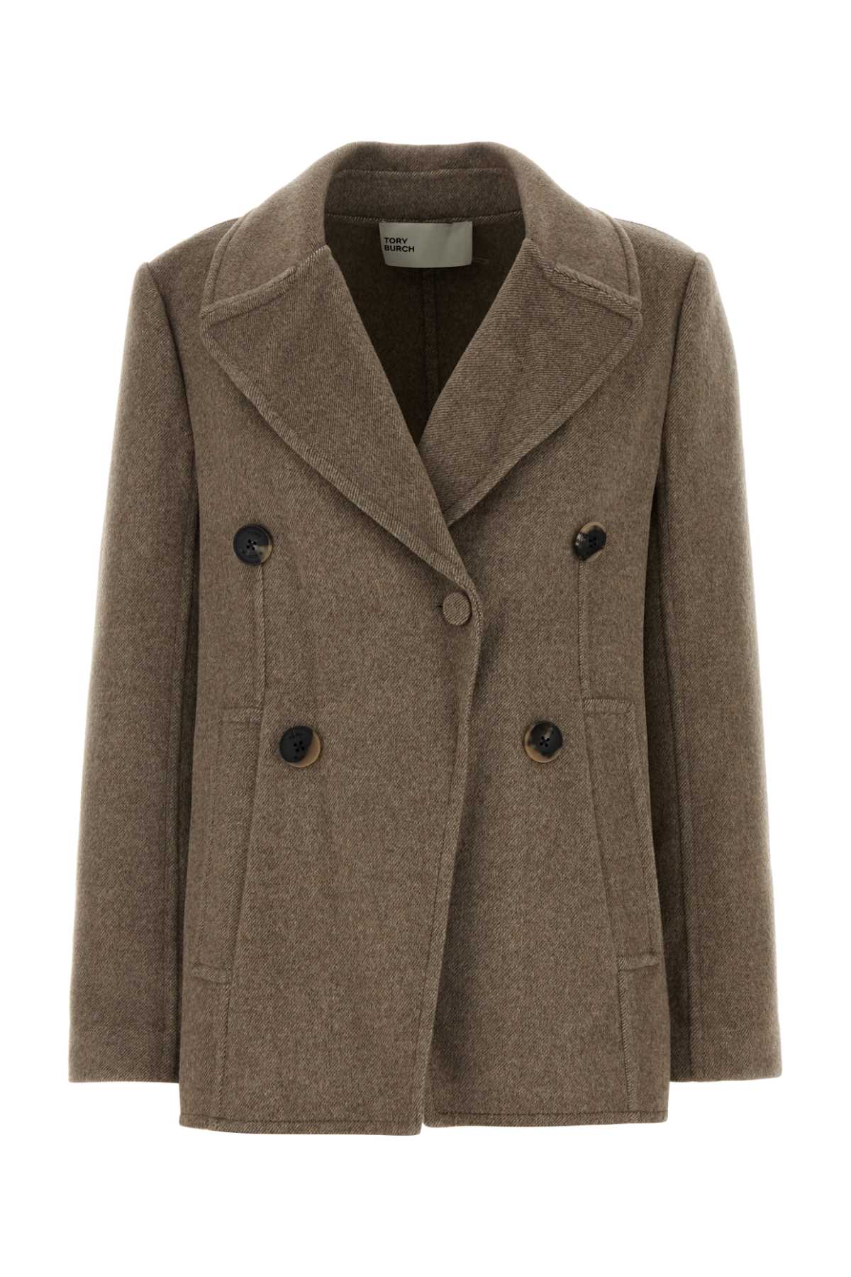 Wool Blend Double-Breasted Coat — Beige