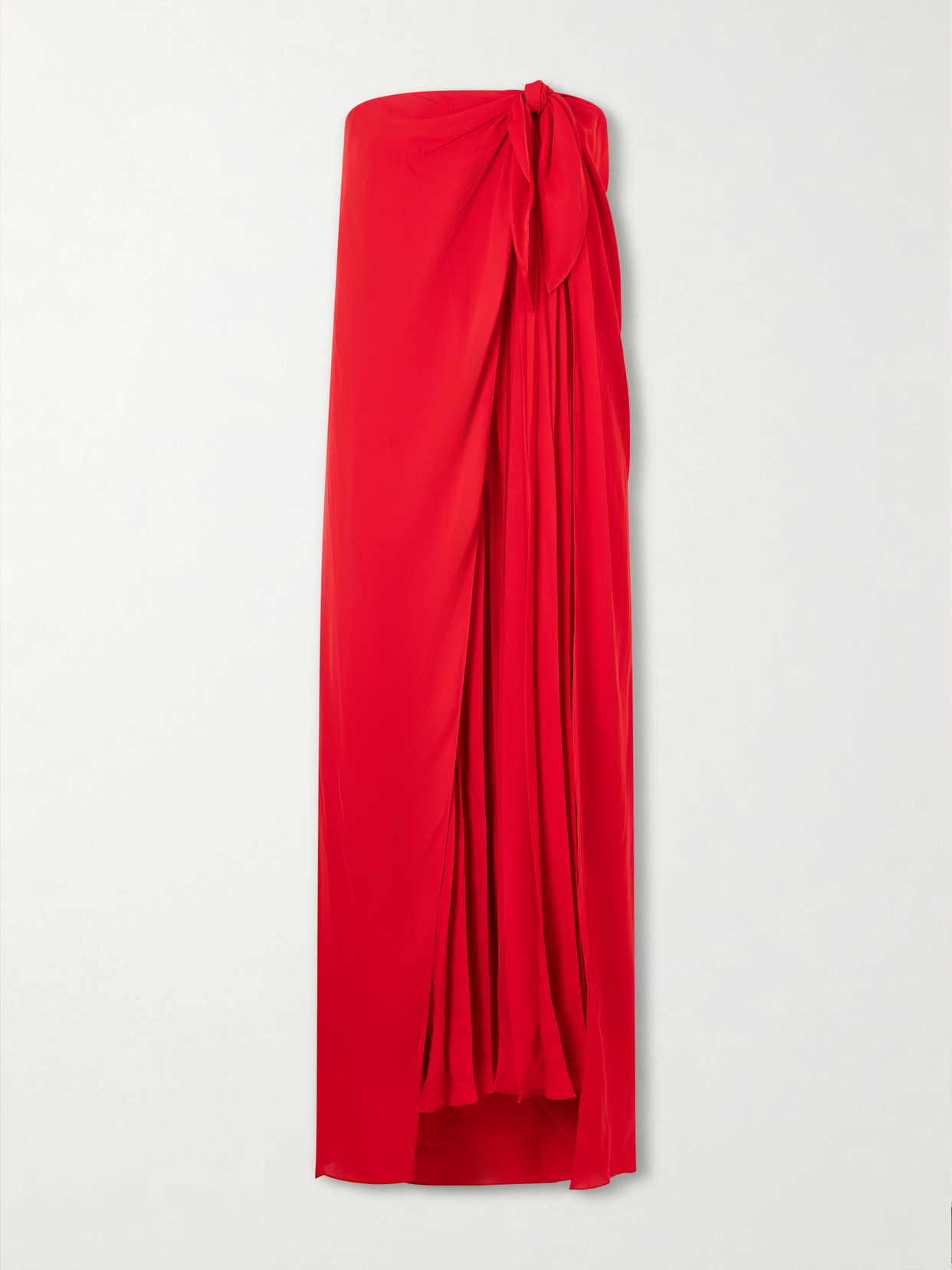 Brittani Strapless Wrap-effect Satin Maxi Dress - Red